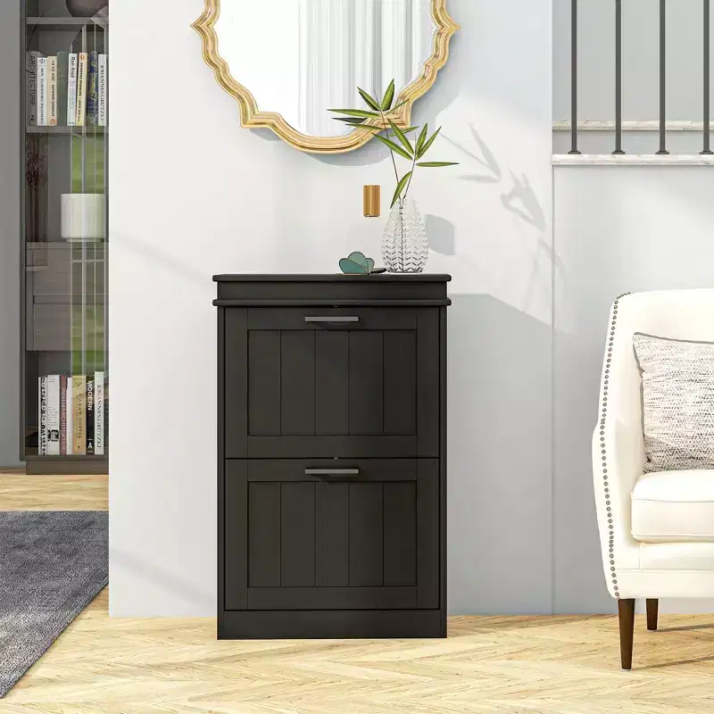 Shoe Cabinet with 2 Flip Drawers & Adjustable Shelves for 10 Pairs, Entryway