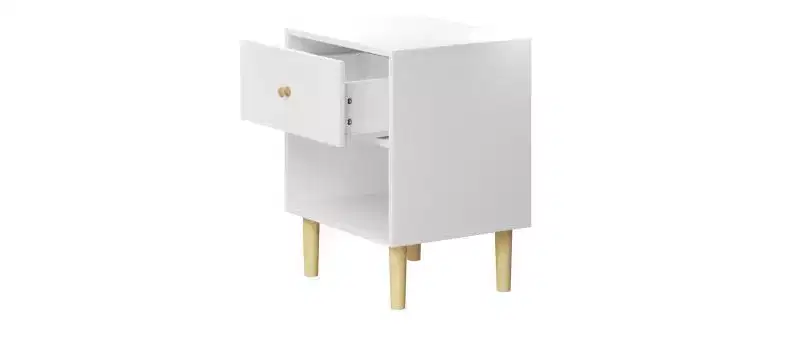 GDFStudio Crystal 23.22 H Wooden Nightstand with Drawer and Shelf