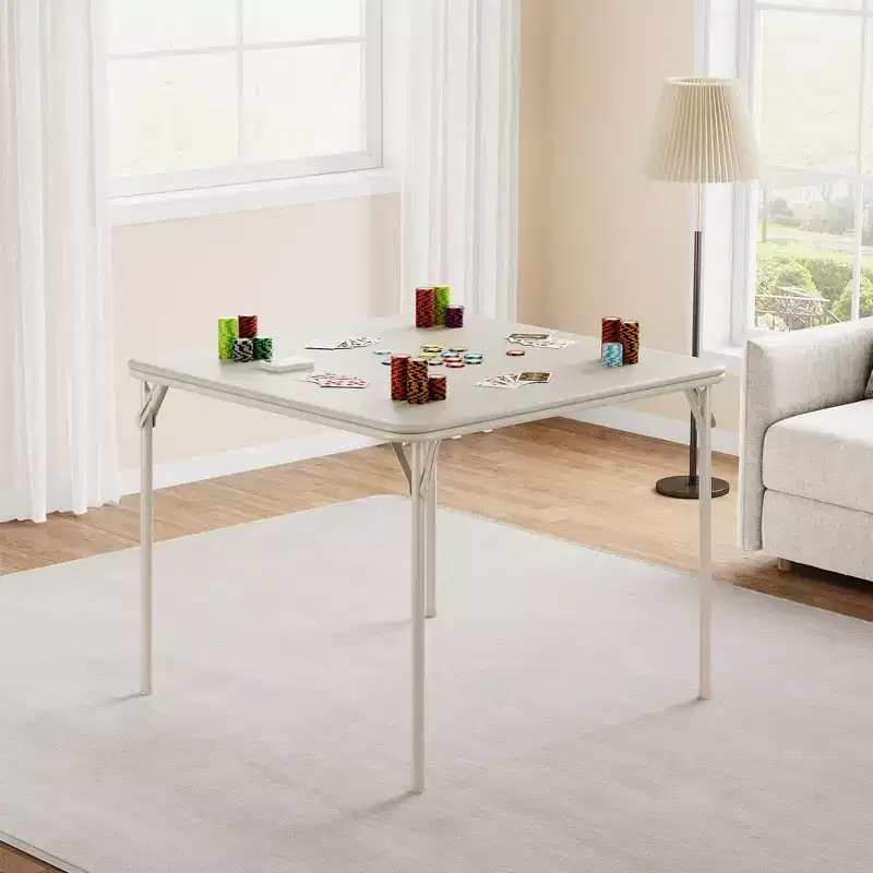34 Folding Card Table with Collapsible Legs & PU Padded Tabletop, Portable Square Game Table for Home, Parties, Picnics(Only Table)