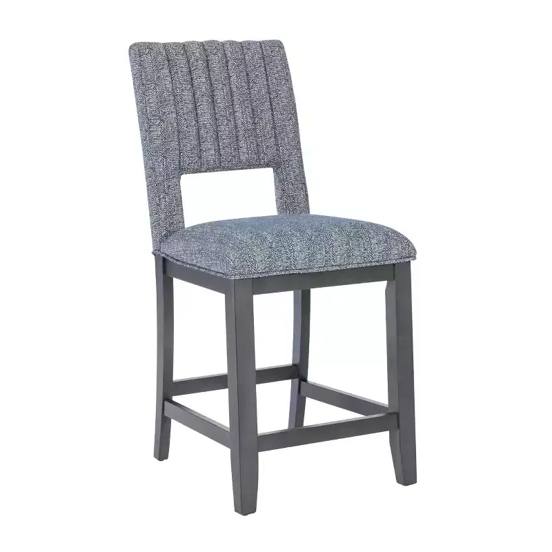 Powell Set of 2 Harlan Padded Upholstered Seat Counter Height Barstool: Armless, Solid Back, Rubberwood Frame, 275 lb Capacity