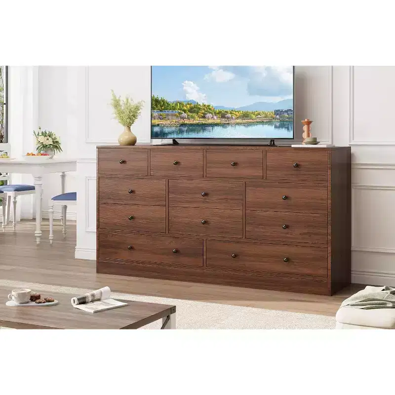 12 Drawers Dresser, 61 Large Drawers Black Dresser for Bedroom, Wood Dressers & Chest of Drawers for Bedroom, Living Room