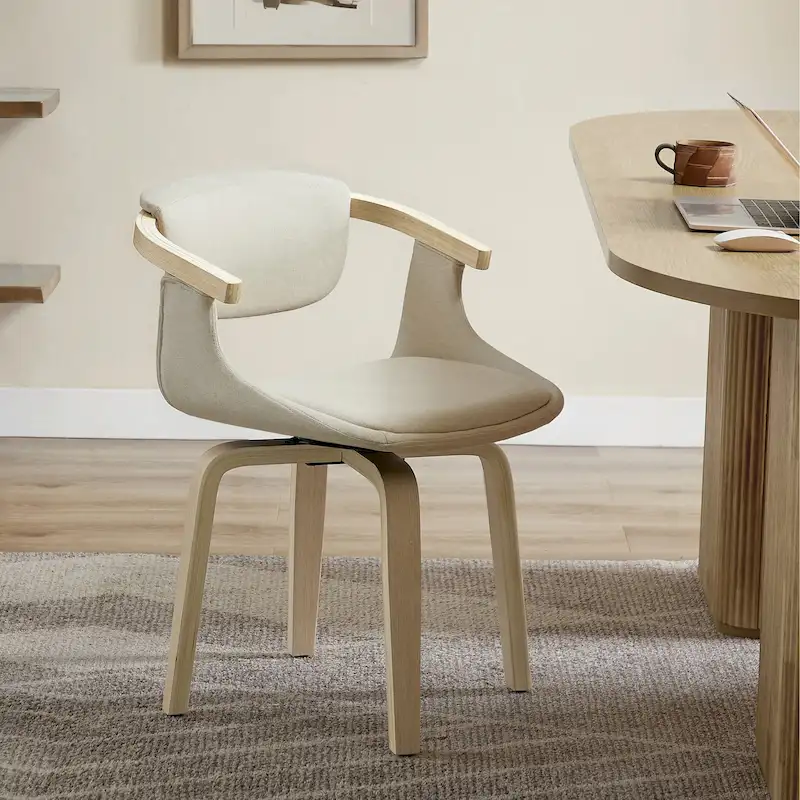Modern Swivel Dining Chair, Upholstered Seat, 360-Degree Rotation, Mid-Century Style