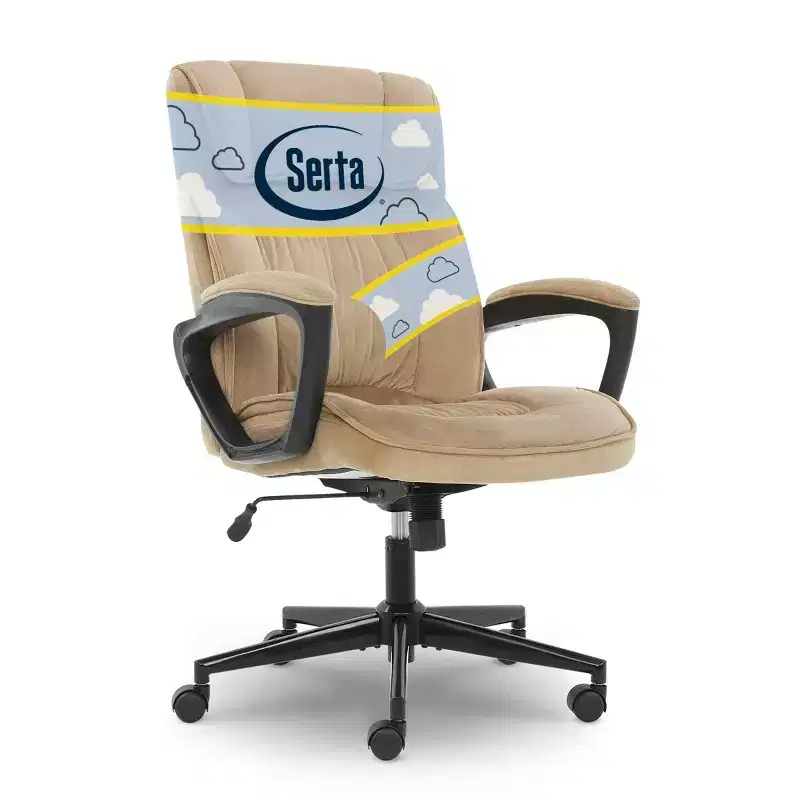Executive Mid-Back Velvet Microfiber Office Chair, Swivel, Adjustable Height, 275 lb