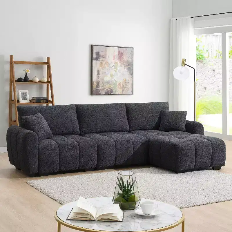 Merax L-Shaped Sectional Sofa with Free-Moving Ottoman
