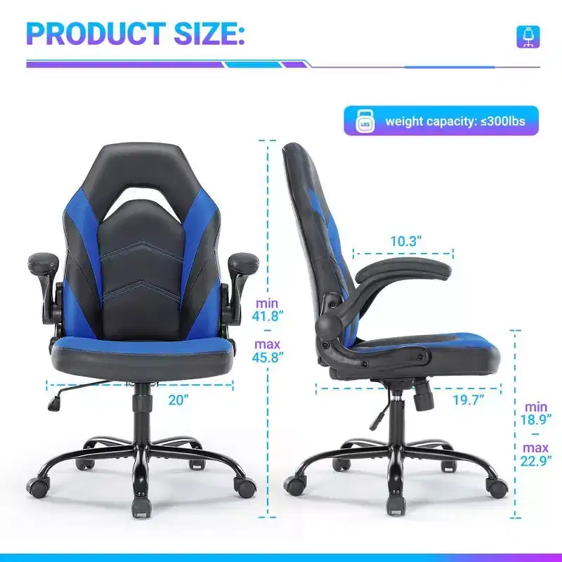 TUYOHW Ergonomic Gaming Chair,S-Shaped Backrest Office Chair with Rocking Mode & Adjustable Height,High Resilience Foam