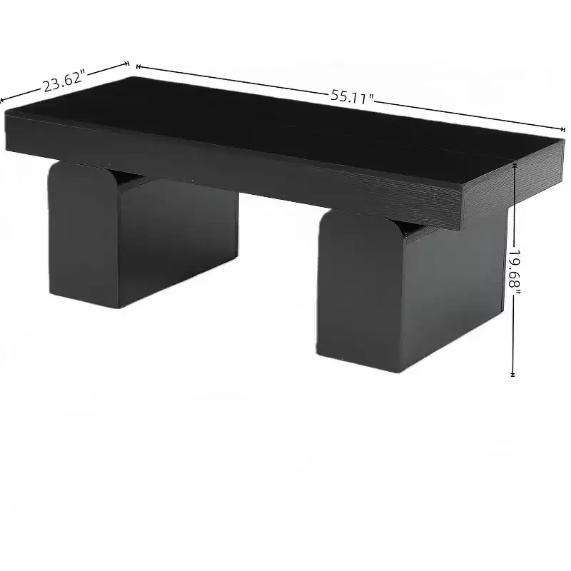Lantine Rectangle Coffee Table, 55 Wood Accent Center Table with Thickened Legs & Tabletop, Modern Low Cocktail Tea Furniture for Living Room