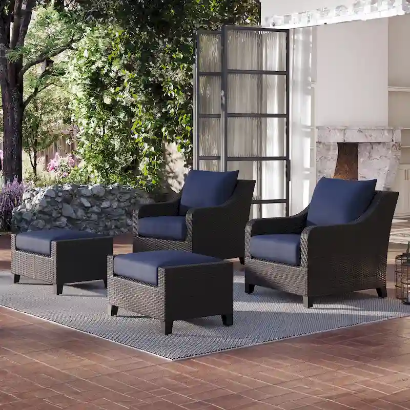 New Classic Furniture Skye 4-Piece Outdoor Patio Chair and Ottoman Set