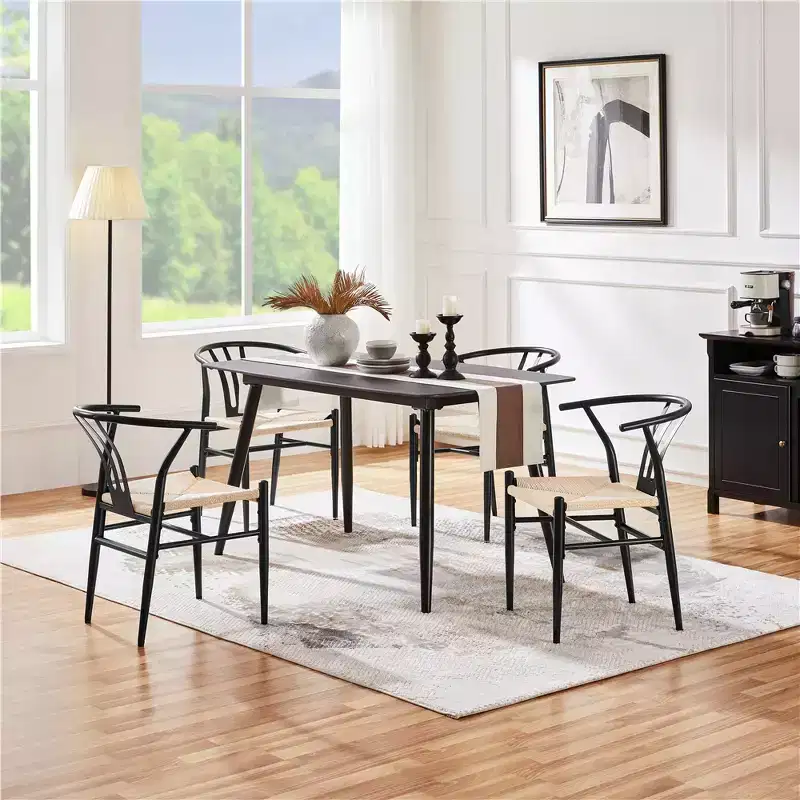 Yaheetech Set of 4 Modern Armchairs with Open Backrest