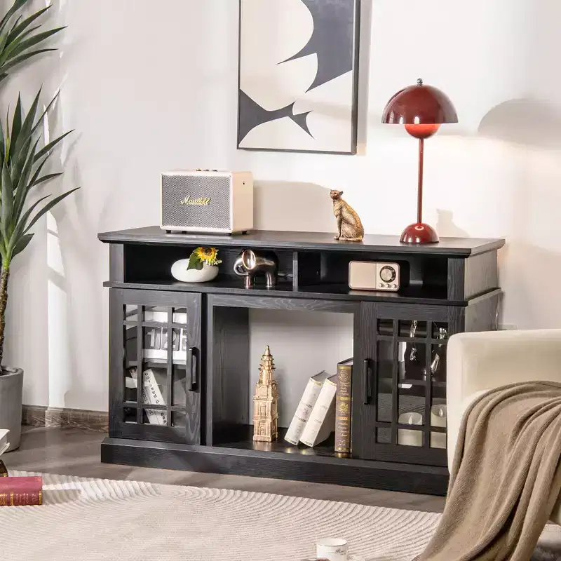 Costway 48'' Fireplace TV Stand W/ 1400W Electric Fireplace for TVs up to 50 Inches White / Natural / Black