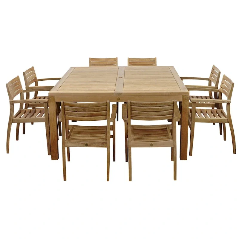 Victoria 9-Piece Outdoor Dining Set Teak Square Table Patio Furniture