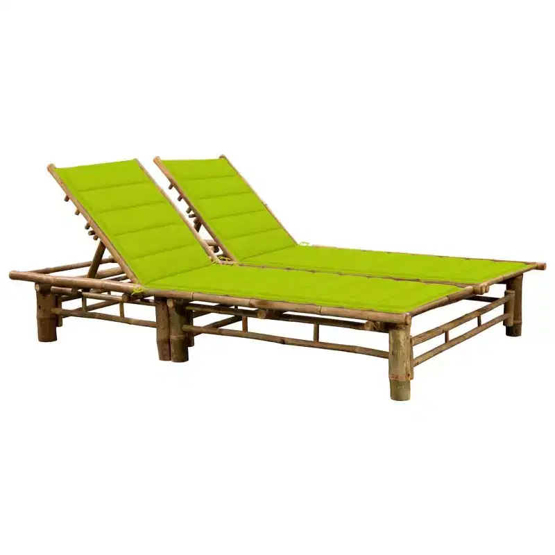vidaXL Sun Lounger Natural bamboo, (cushions)