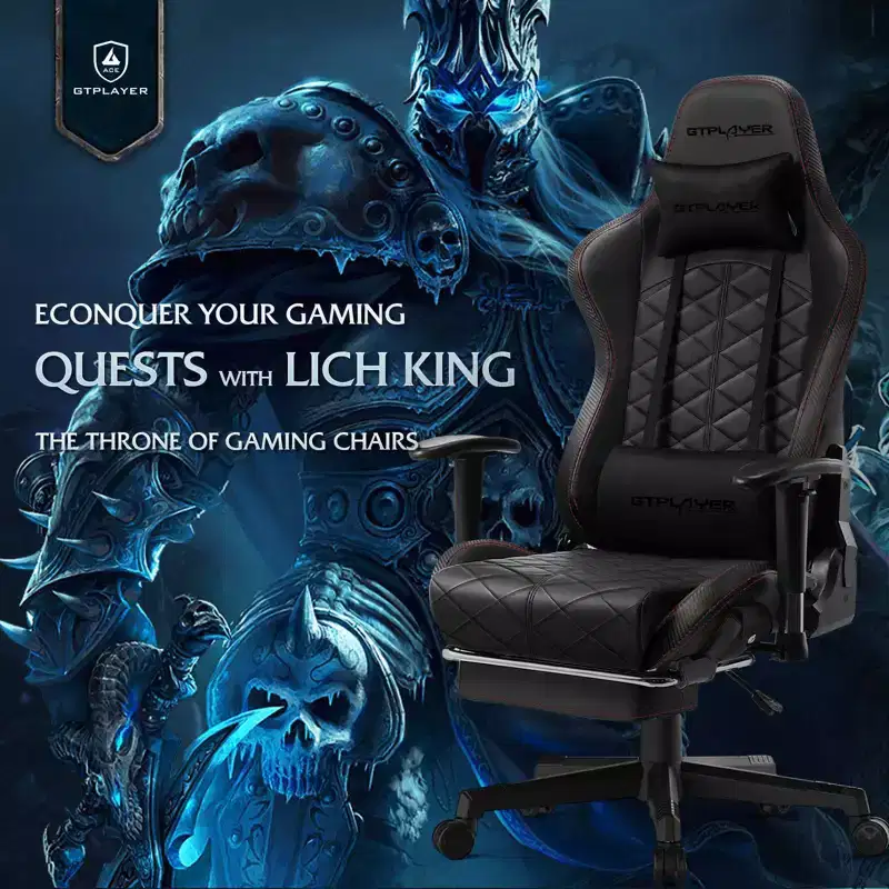 GTPLAYER Gaming Chair with Bluetooth Speakers and Footrest High Back Office Chair Red