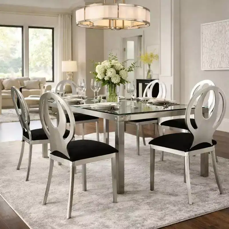 Royal Hampton Contemporary Side Chair With Black Microfabric Seat, Set of 2
