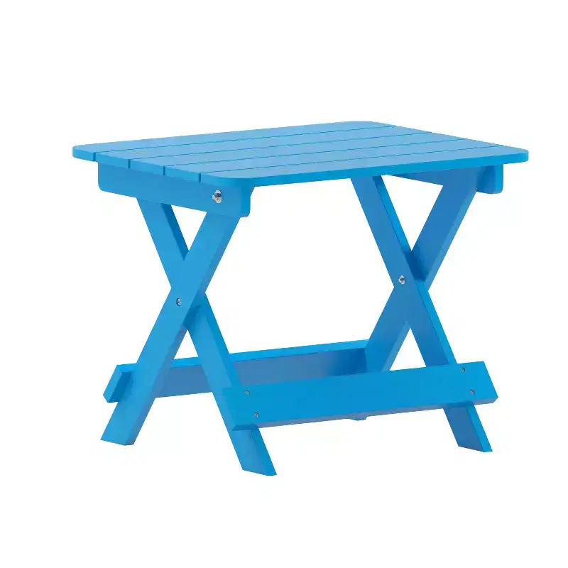 Emma and Oliver Portable Folding HDPE Adirondack Side Table for Indoor/Outdoor Use