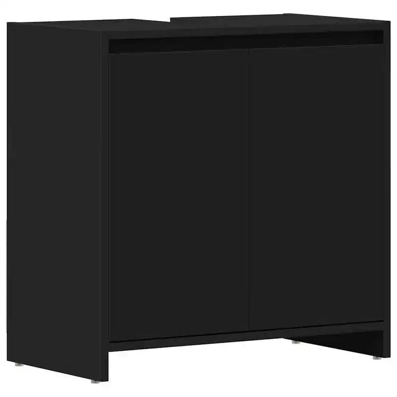 vidaXL Bathroom Cabinet Black Engineered wood 23.6 x 13.0 x 24.0 in