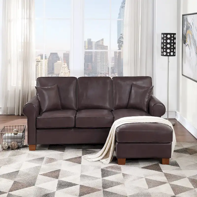 Rylee Rolled Arm Sectional with Pillows