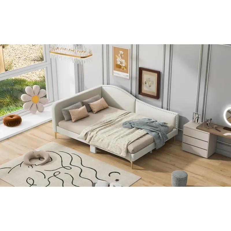 Upholstered Daybed with Guardrail and Headboard