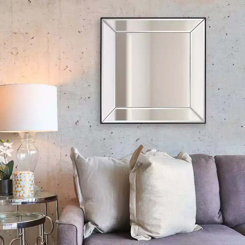 Howard Elliott Modern Square Decorative Vogue Wall Mirror Silver: 22"x22", Glass & Wood Frame, No Assembly Required