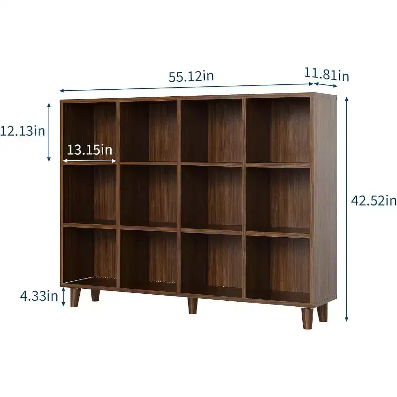 Freestanding Cube Bookshelf Organizer, Leg Base Open Bookcase, Modern Storage Shelf for Home Office, Living Room & Bedroom