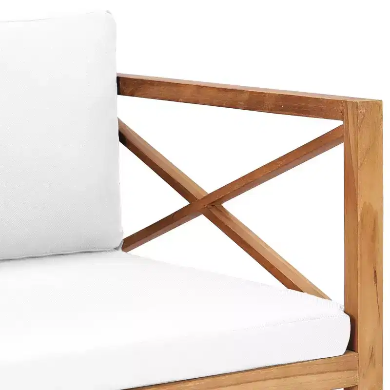 vidaXL 2-Seater Patio Bench Loveseat Chair Sofa with Cushions Solid Wood Teak
