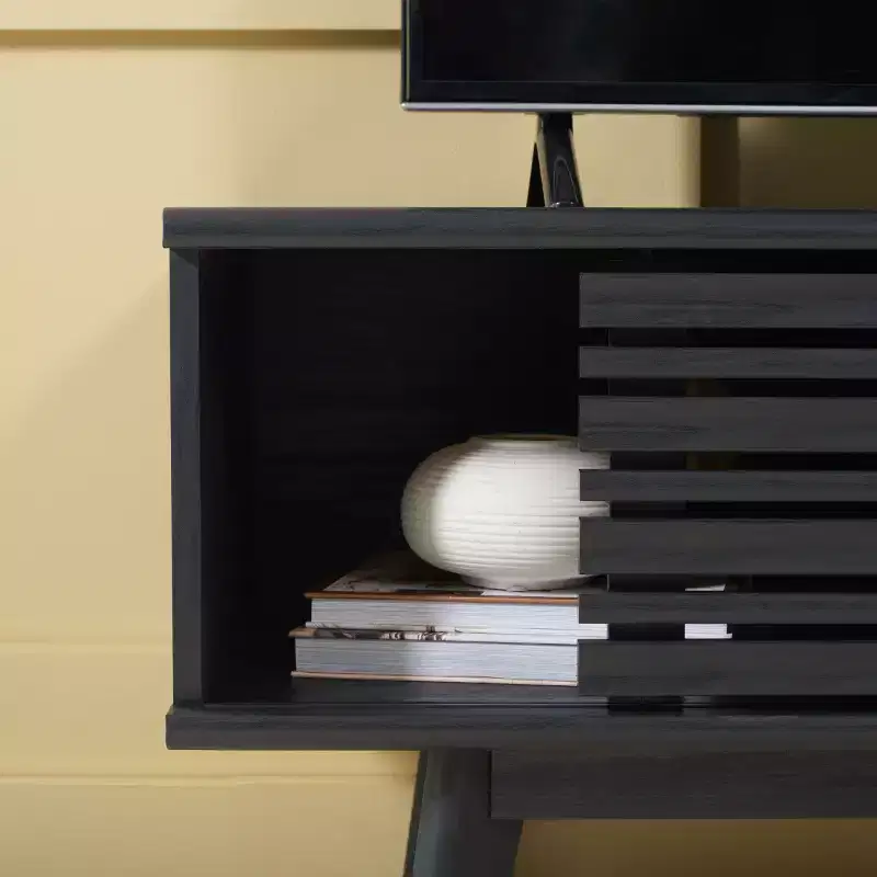 1-Door 2-Shelf Media Stand with Adjustable Shelves & Cable Management, Walnut, Fits TVs up to 50