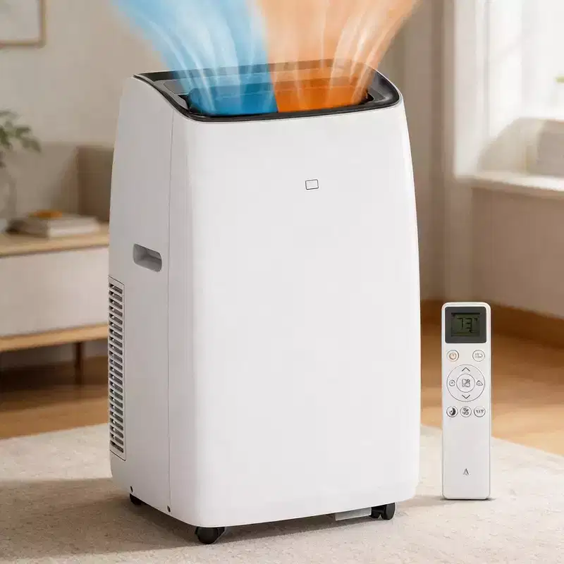 GustoWave 14000 BTU Portable Air Conditioner with Heater, Indoor AC Unit for Rooms up to 750 Sq.ft, White/Black