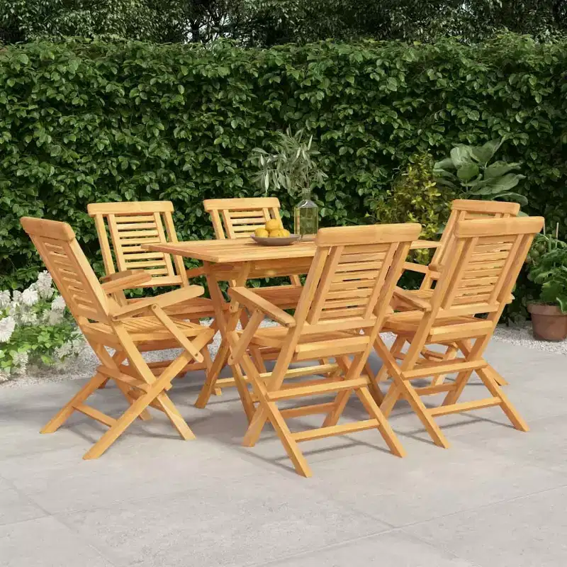 vidaXL Patio Dining Set Outdoor Table and Chair Furniture Solid Wood Teak