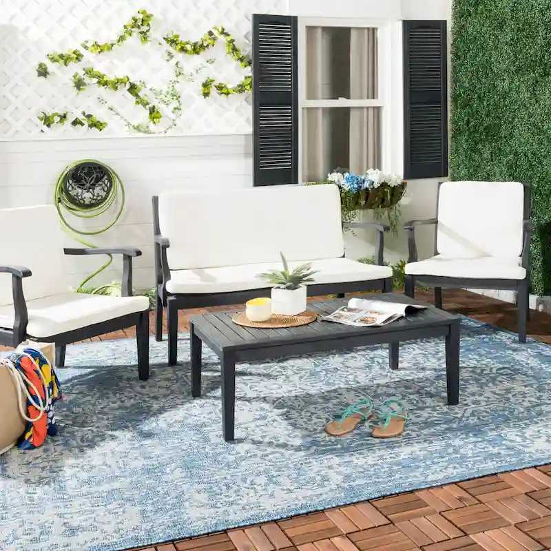 SAFAVIEH Outdoor Living Fresno Dark Slate Grey 4-piece - 48W x 25D x 32H