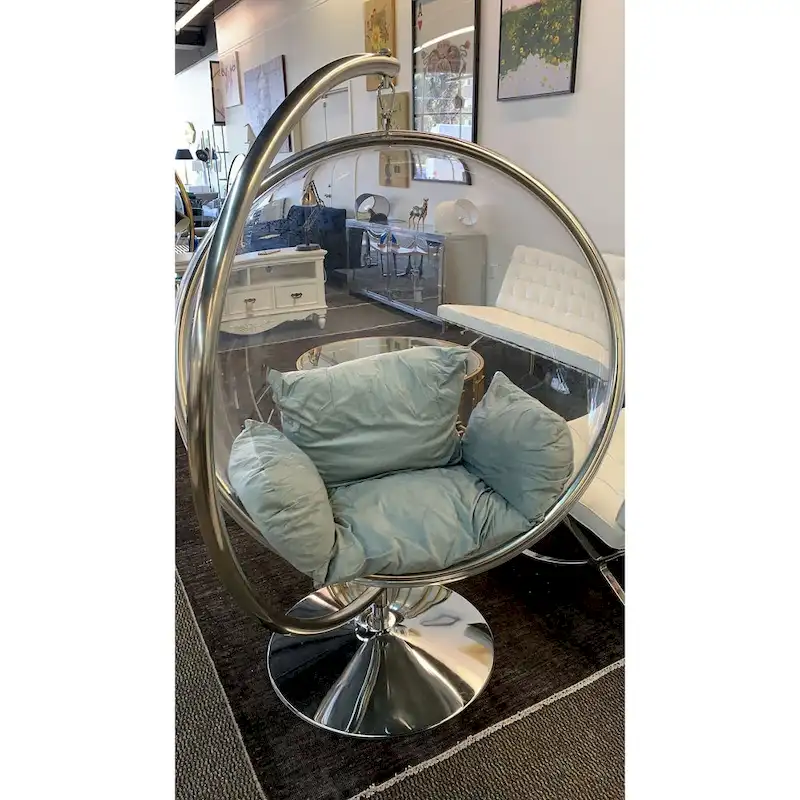 Bubble Chair with Stand – Chrome / Grey, Gold | Single Seat