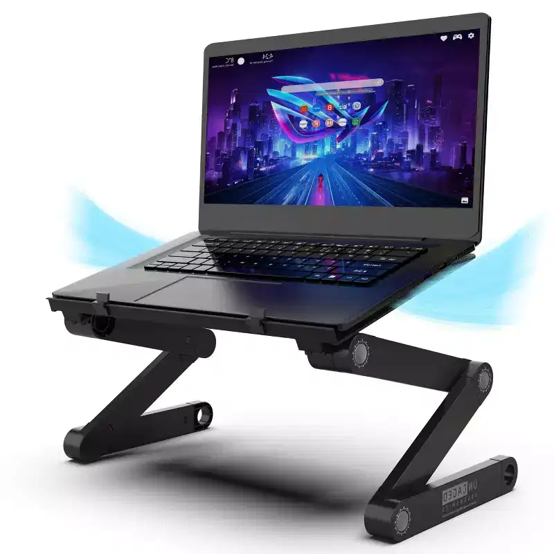Professional Adjustable Laptop Stand for Desk Lap Desk for Bed Black Aluminum Adjusatble Height Tilt