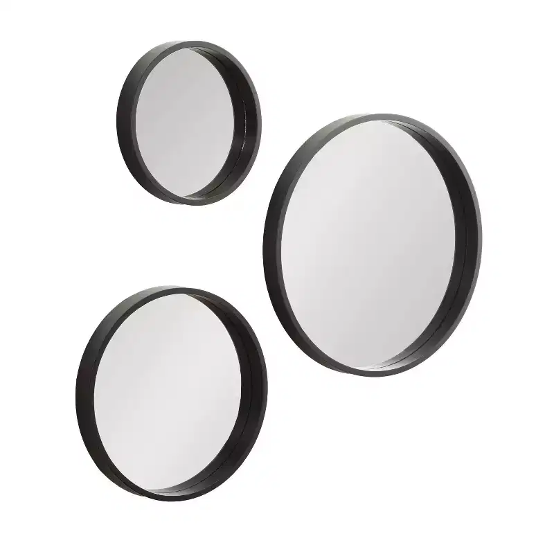 Kate & Laurel All Things Decor 3pc Travis Round Wall Mirror Set Black