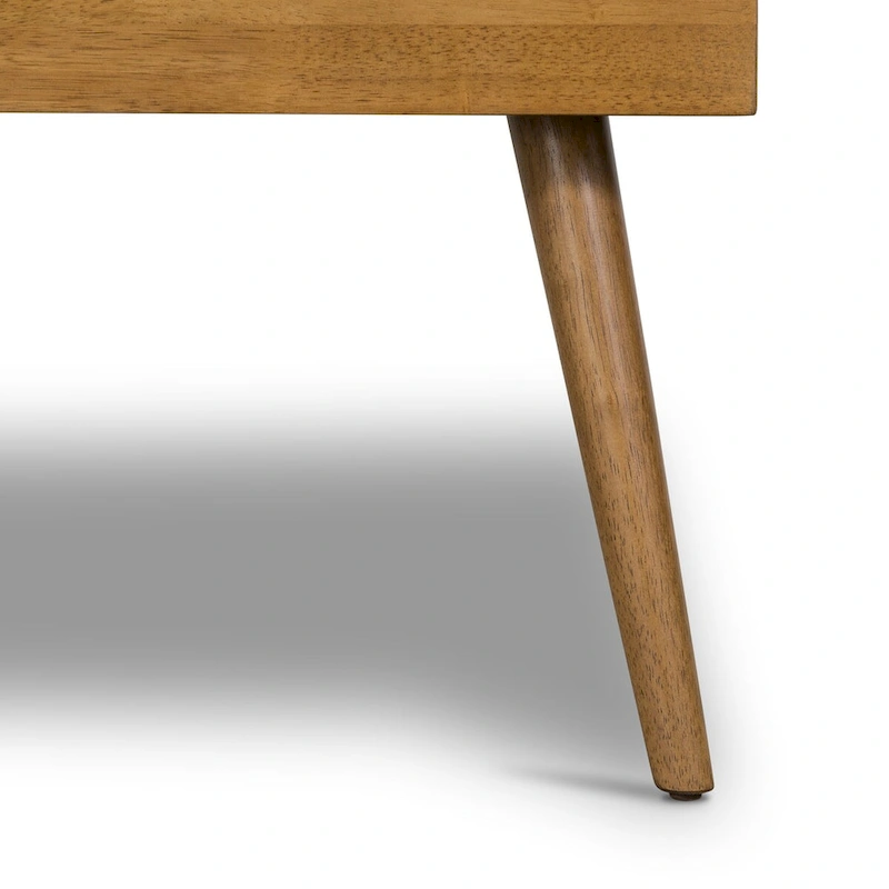 Poly & Bark Luca Fabric Bench - Tufted Seat with Solid Wood Legs