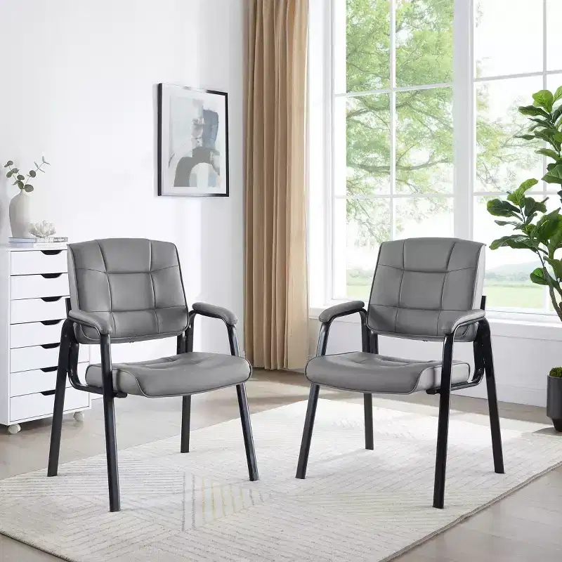 Faux Leather Guest Chair Sled Base Office Visitor Seating Set of 2/4/6/8