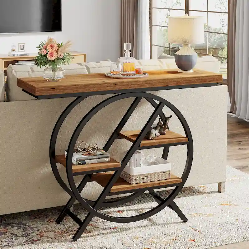 39.4-Inch Console Table, 4- Tier Industrial Entryway Table
