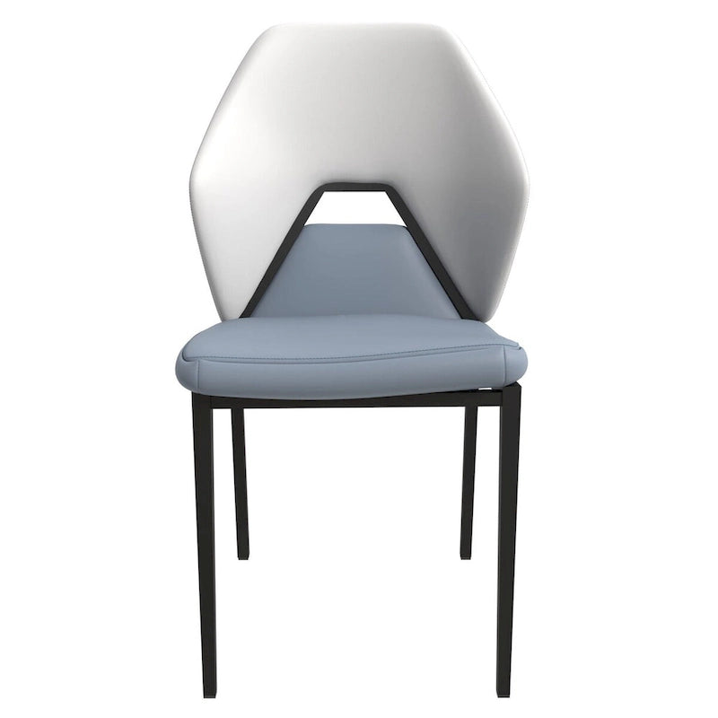 Leather Dining Chair in Black Iron Modern Upholstered Accent Kitchen Side Chair