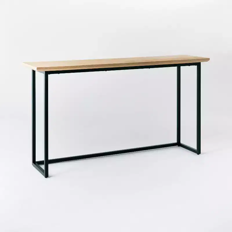 Black Metal & Brown MDF Console Table, Rectangle, 1-Person Assembly