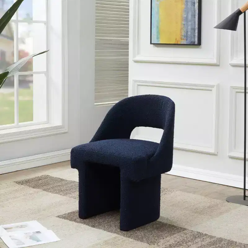 LeisureMod Quell Modern Side Boucle Accent Chairs Set of 2  Stylish Cozy Upholstered Seats with Curved Backs for Living Room, Bedroom, or Lounge
