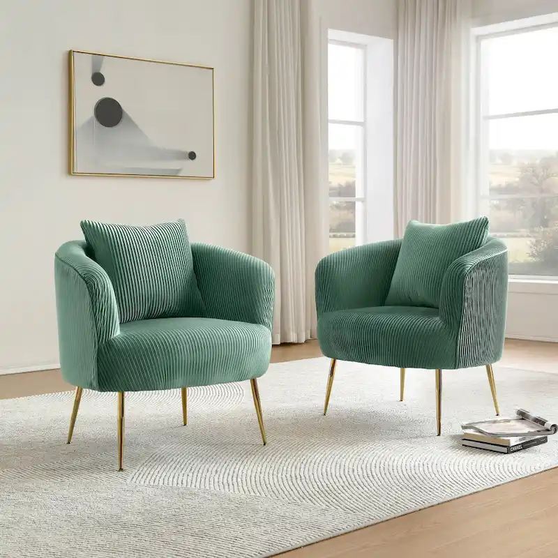 Art Leon Set of 2 Velvet Accent Side Chair with Back Cushion