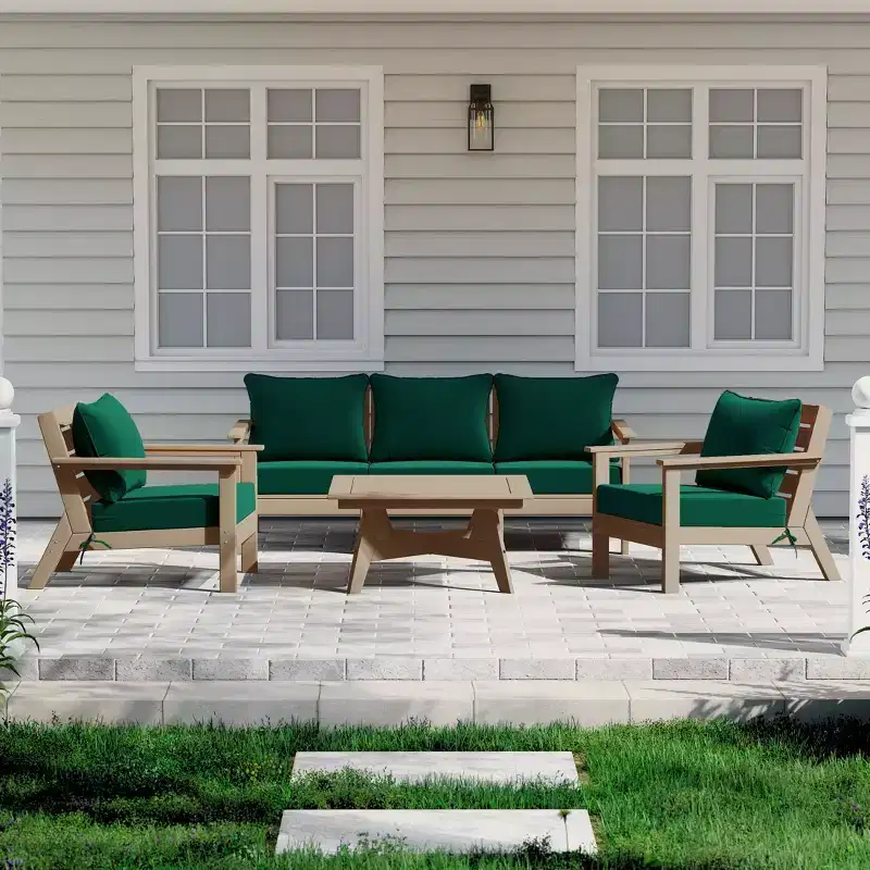 WestinTrends Avalon Outdoor 6-Piece Modular Sectional Patio Furniture Sofa Set, Weathered Wood/Green