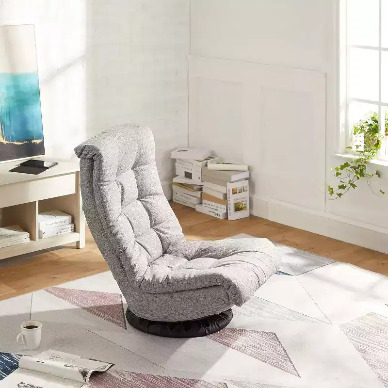 Summit Adventure Swivel Foam Lounge Chair with Headrest Floor Compatible Adjustable Gaming Chair Grey 26x23x14 Inch