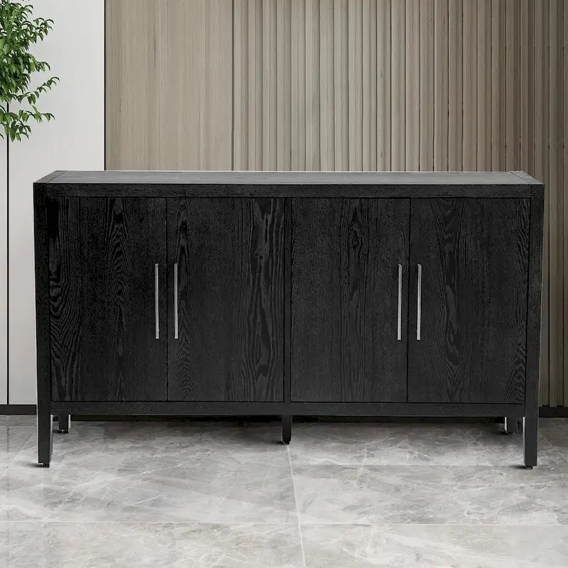 Minimalist Vintage Wooden Sideboard with Solid Pine Wood Legs