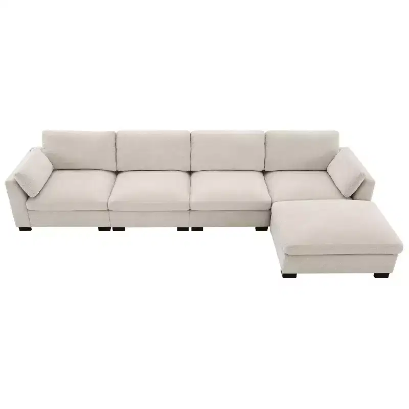 Merax 5-Seat Chenille Upholstery L-Shaped Modular Sectional Sofa