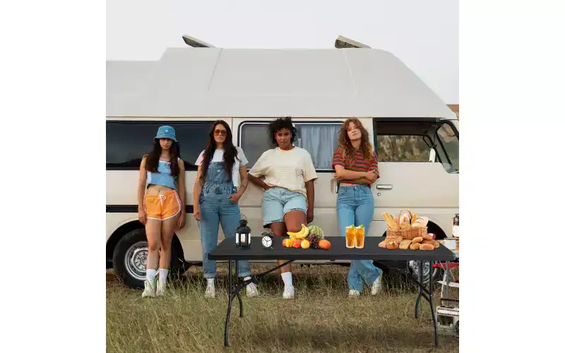 Folding Table 6FT,Portable Heavy Duty Plastic Table With Handle