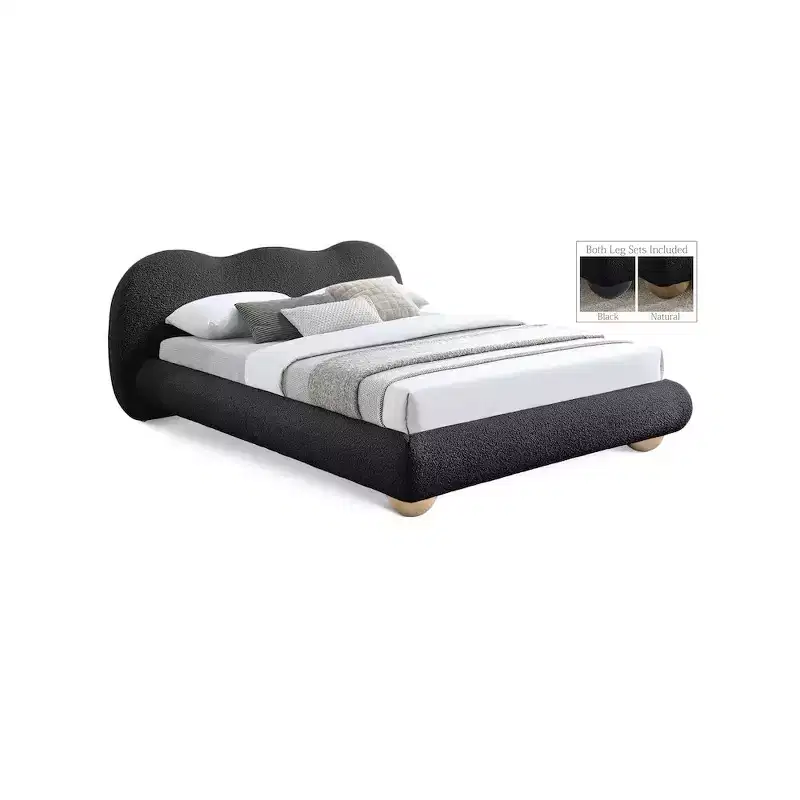 Meridian Furniture,Hyde Boucle Fabric Bed