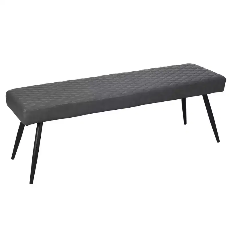 HomeRoots 54 Dark Gray and Black Faux Leather Upholstered Dining Bench