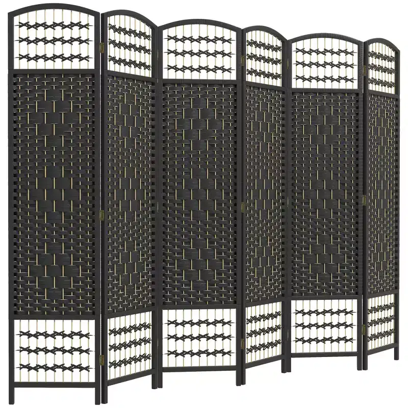 6 Panel Folding Room Divider Portable Privacy Screen Wave Fiber Room Partition for Home Office