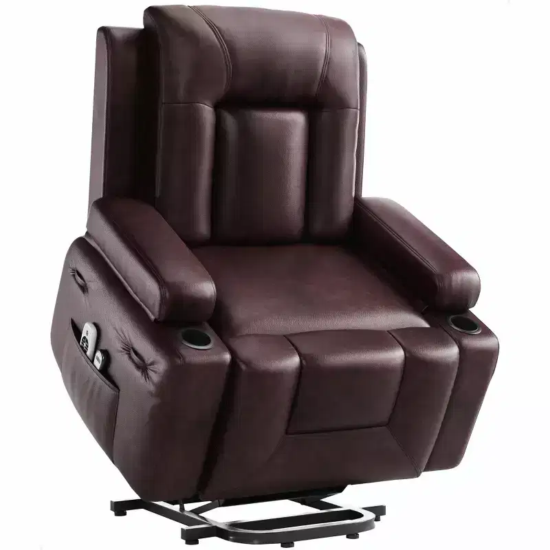 Oversized Power Lift Recliner Chair with Heat & Massage, PU Leather Electric Lift Chair for Elderly & Mobility Impaired, Adjustable Backrest & Leg