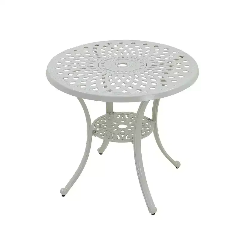 CLIHOME Patio Table Round Outdoor Coffee Table with Umbrella Hole