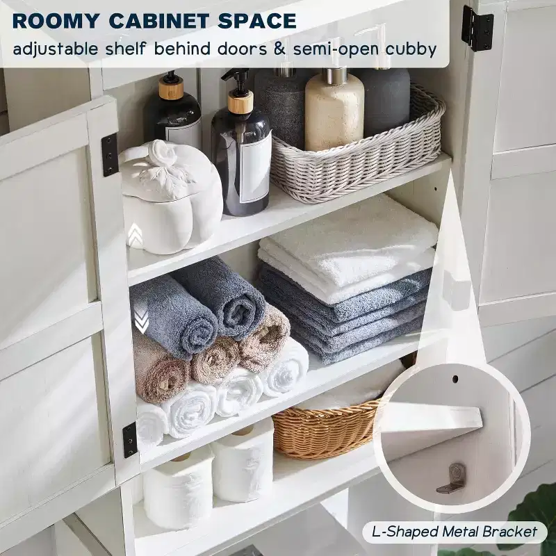 67 Over The Toilet Storage Cabinet, Farmhouse Bathroom Floor Cabinets with Adjustable Shelf & Door