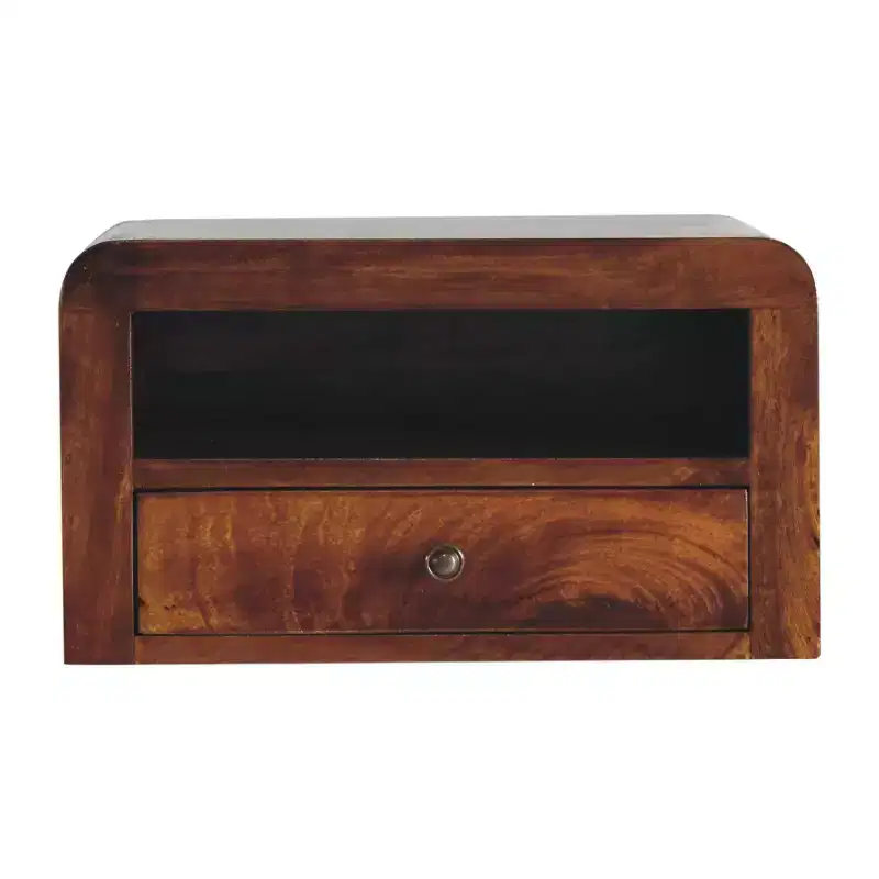HomeRoots 18 Chestnut Solid Wood One Drawer Floating Nightstand